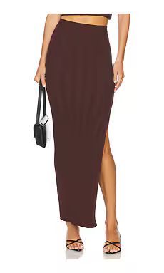 Good American Maxi Skirt in Espresso001 from Revolve.com | Revolve Clothing (Global)