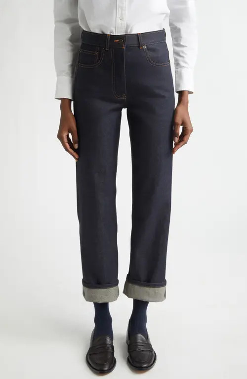 Thom Browne Straight Leg Selvedge Denim Jeans in Navy at Nordstrom, Size 2 Us | Nordstrom