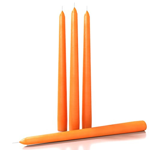 CANDWAX 10 inch Orange Taper Candles Set of 4 — Unscented Dripless Tapered Candle Sticks — Perfect as Halloween Décor or as Thanksgiving Dinner Table Centerpiece Orange Candlesticks | Amazon (US)