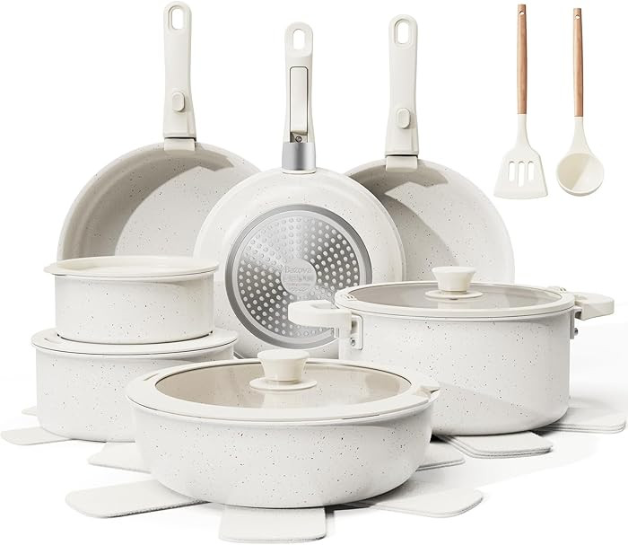 22-Piece Pots and Pans Set Non Stick with Removable Handles, Ceramic Cookware Set, Large-Capacity... | Amazon (US)