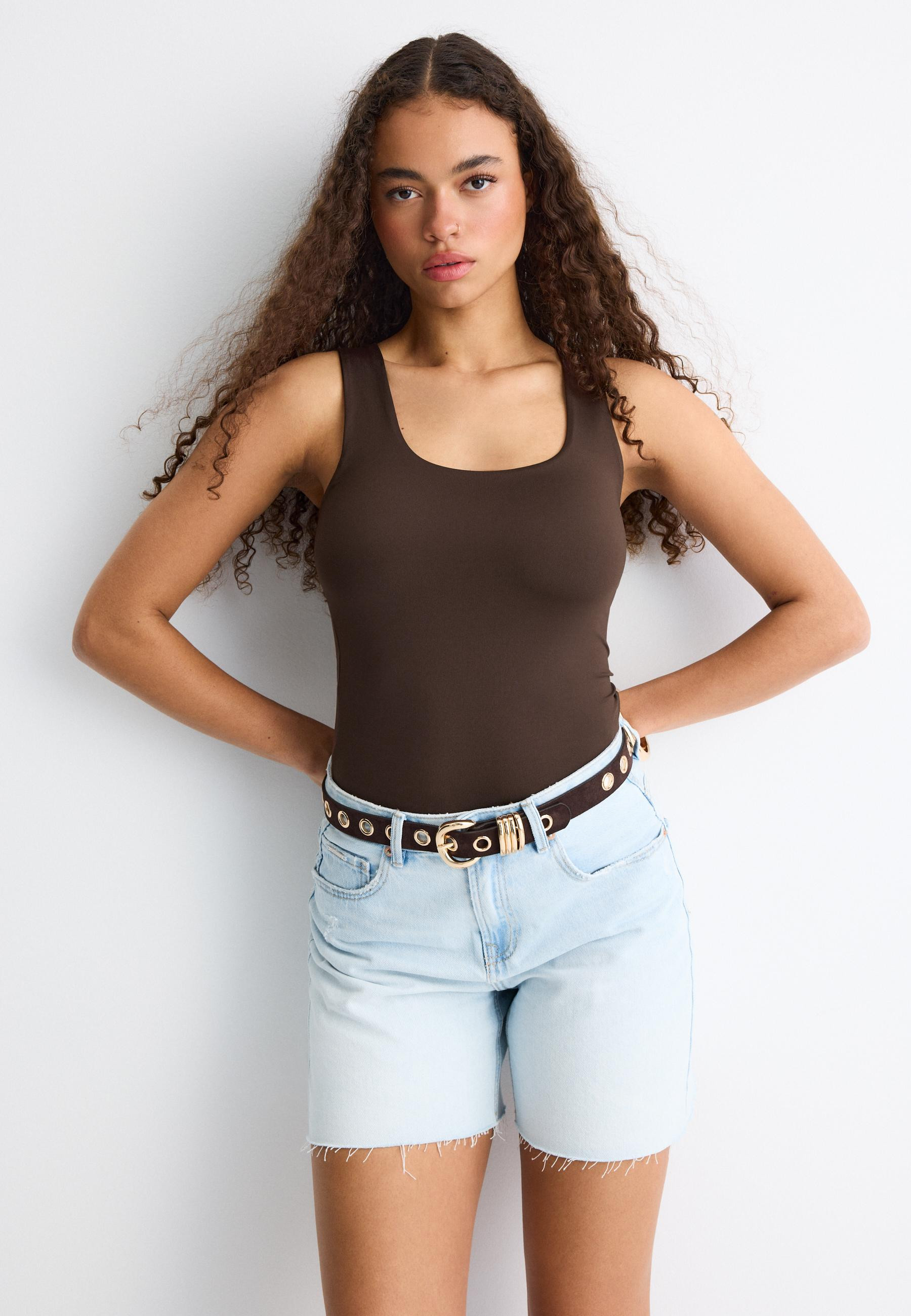 Polyamide top with wide straps | Stradivarius (UK)