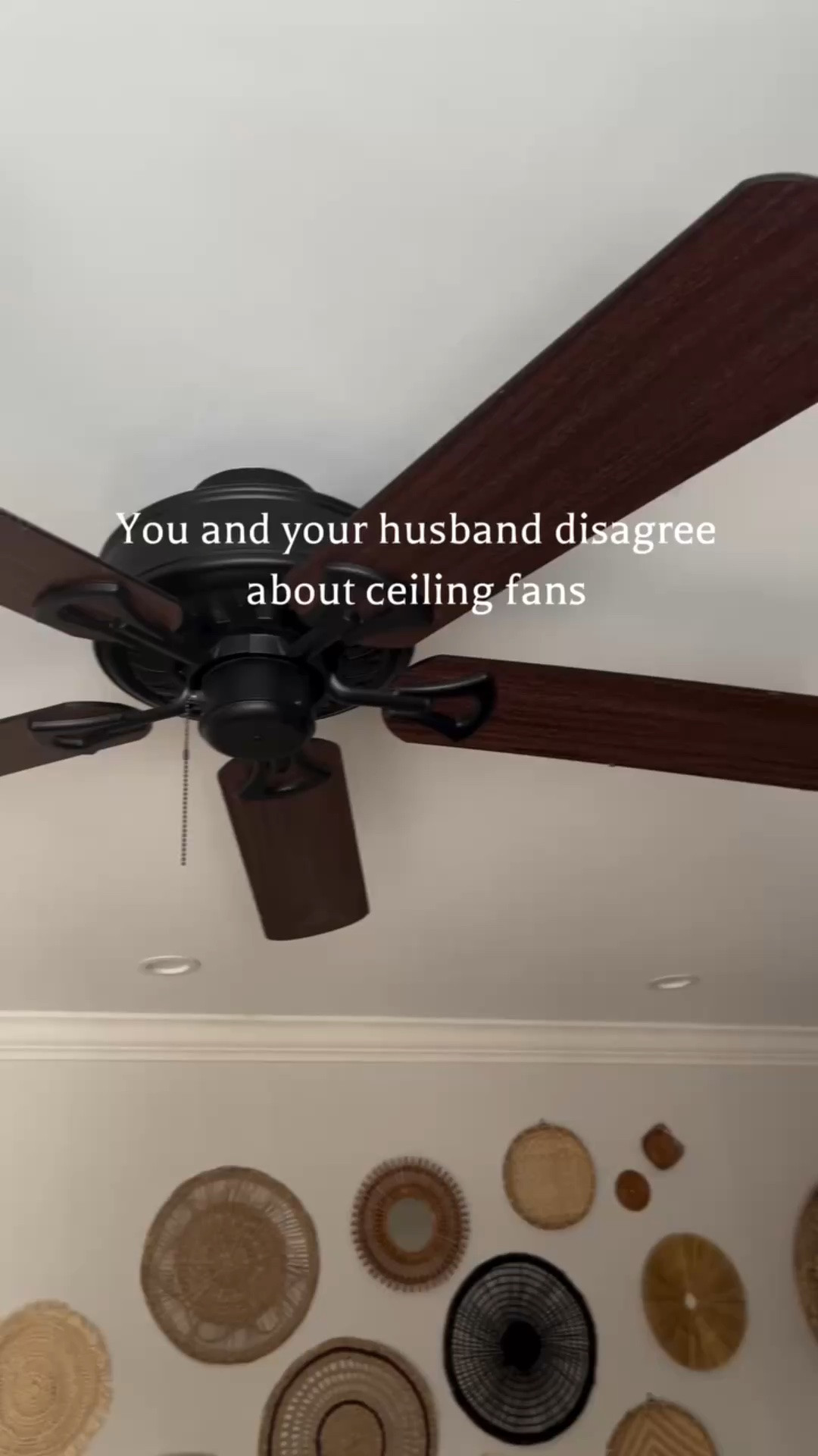 DIY is about finding creating solutions ti problems. 

My husband loves a ceiling fan & I find them ugly. So we compromised when I found a lighter walnut paper to cover them in