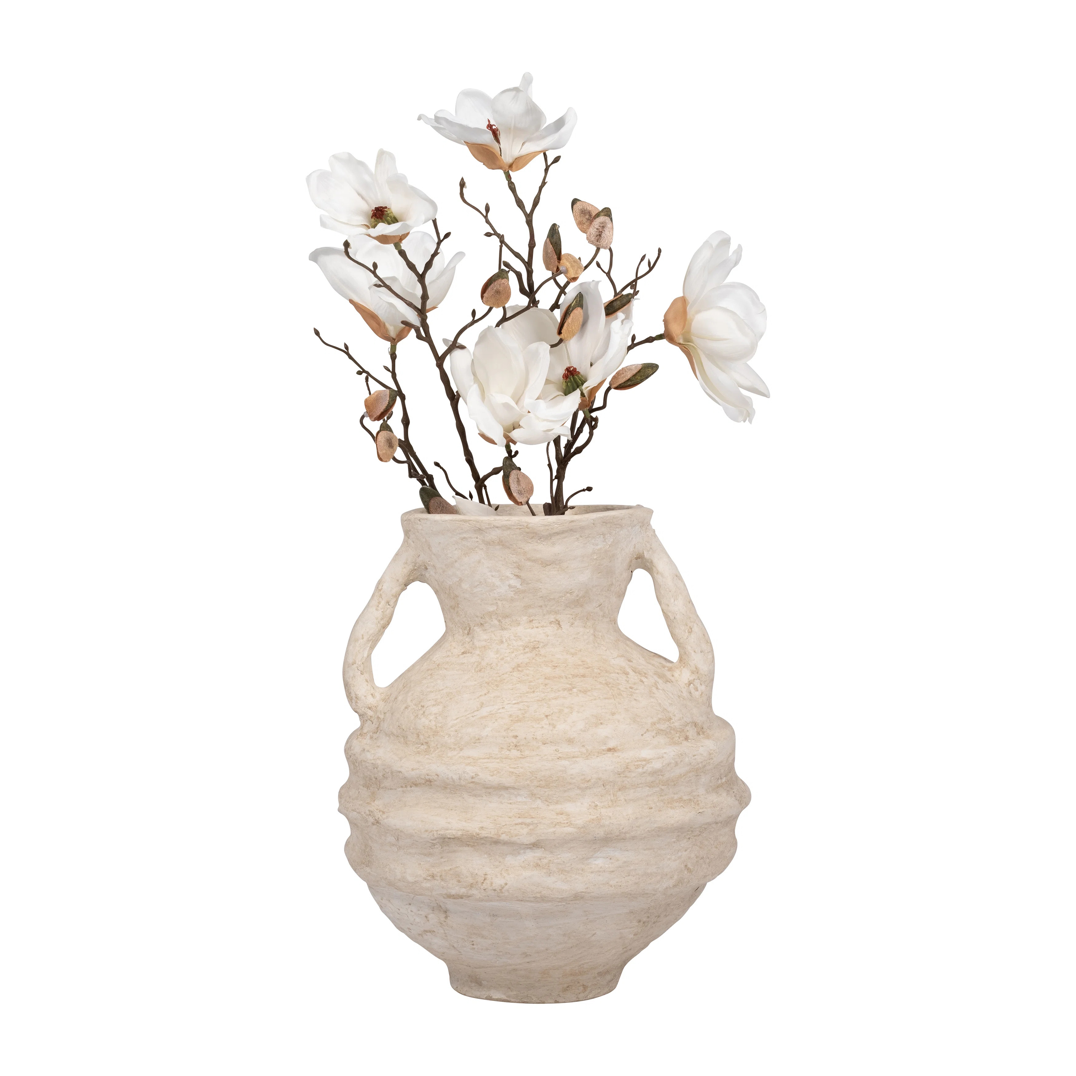 Union Rustic Paper Mache, Vase With Handles, White, Amphora, Textured | Wayfair | Wayfair North America