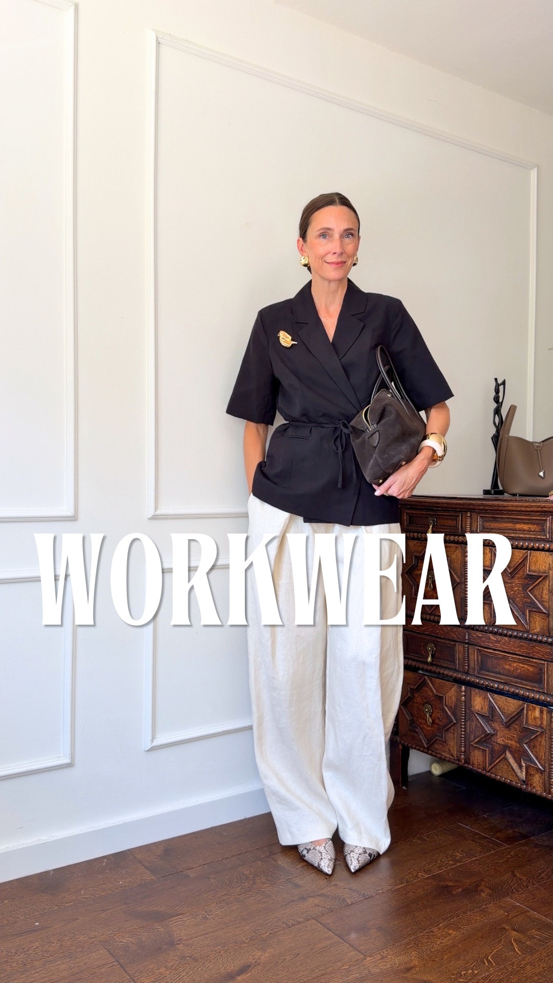 Sizes:
Cream linen trousers, S (they come up big, size down if you’re not tall)
Short-sleeved linen blazer, UK 10 (comes up big, size down)
Long black trousers, UK 8 long
Cream top, S
Short navy work dress, UK 8 regular
White silk trousers, UK 12 (for length, just size up one if you’re not tall)
Herringbone waistcoat, UK 8
White cotton midi skirt, S
Blue linen shirt, S
Navy satin balloon trousers, UK 10 (come up big, size down)
Cream shirt, S

#LTKuk #LTKworkwear #LTKsummer