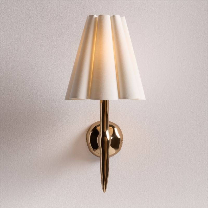 Colette Hammered Brass Wall Sconce Light | Crate & Barrel | Crate & Barrel