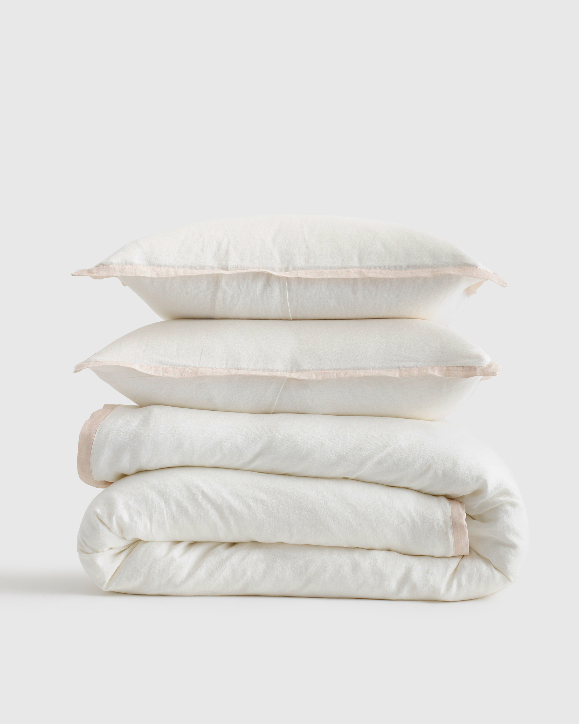 European Linen Contrast Flange Duvet Cover Set | Quince