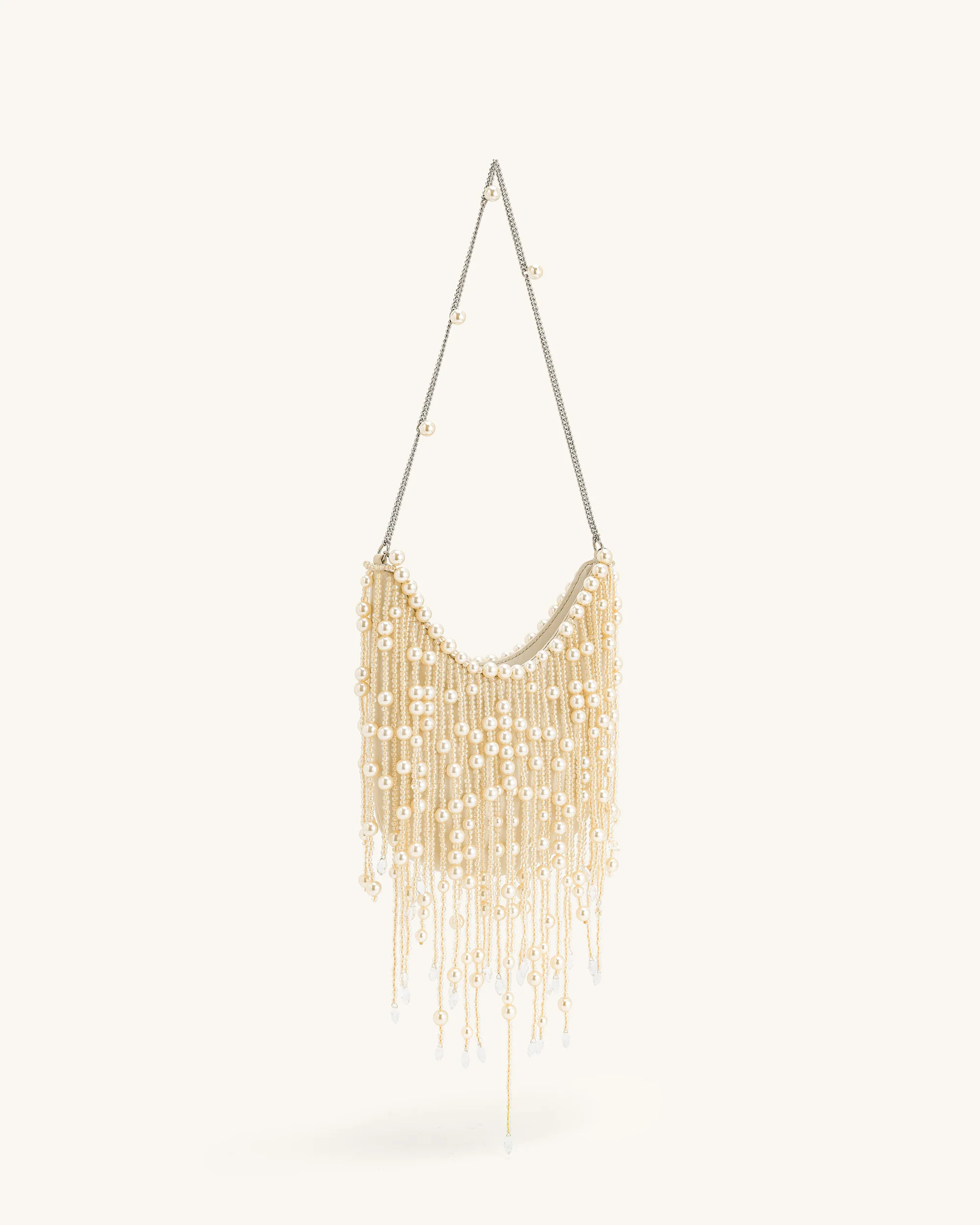 Elaine Pearl-Embellished Fringe Bag - White | JW PEI US