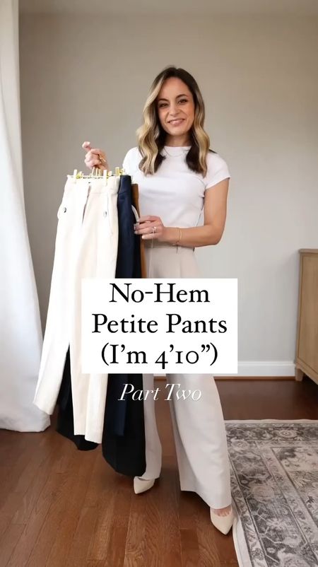 No hem pants for petites! 

Abercrombie Crepe Trousers - run large you may want to size down if in between sizes 
24 short 
11” rise 
27” inseam in short 

Old Navy Ankle Straight Pixie Pants 
Petite 0
9” rise
25” inseam 

Ann Taylor side zip pants 
Petite 00 
11” rise 
25” inseam 

Pixie skinny
Petite 0 
8.5” rise 
25” inseam 

J.Crew Factory straight pants
Petite 00  
9” rise 
25” inseam in petite 

My measurements for reference: 4’10” 105lbs bust, waist, hips 32”, 24”, 35” size 5 shoe 

#LTKSeasonal #LTKstyletip #LTKworkwear