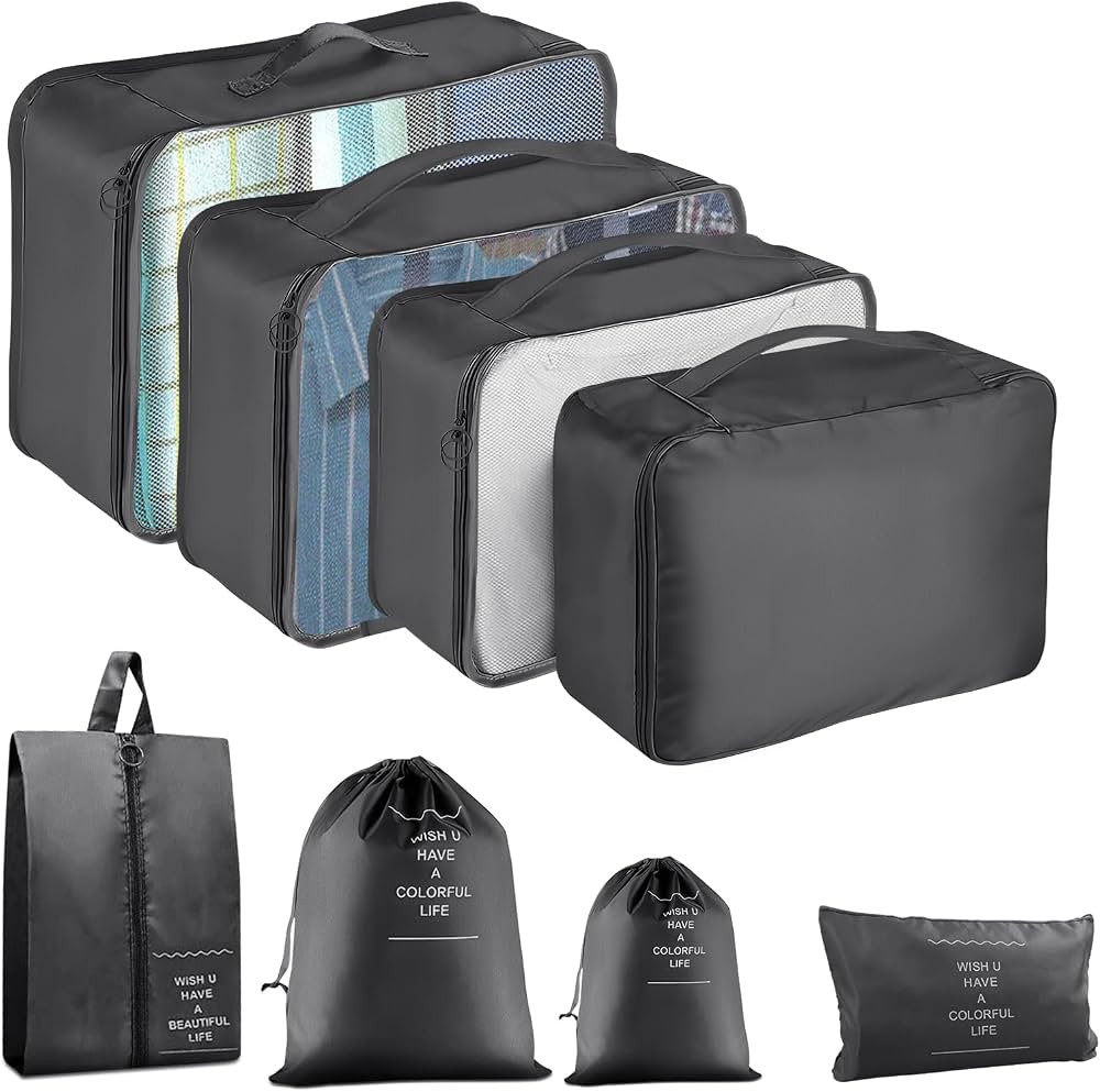 8 Set Packing Cubes for Suitcase, Compression Packing Cubes for Carry on Suitcases, Luggage Organ... | Amazon (US)