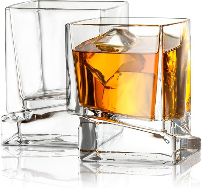JoyJolt Carre Square Scotch Glasses, Old Fashioned Whiskey Glasses 10-Ounce, Ultra Clear Whiskey ... | Amazon (US)
