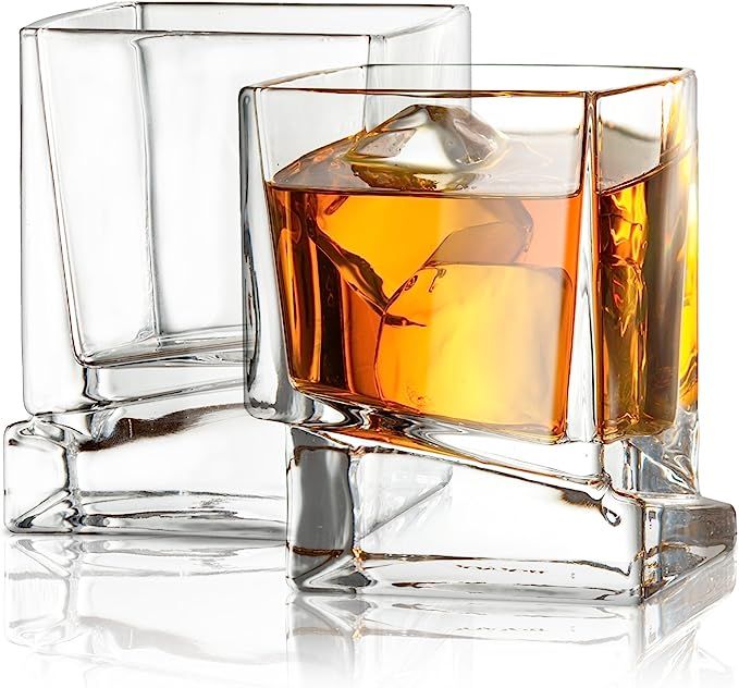 JoyJolt Carre Square Scotch Glasses, Old Fashioned Whiskey Glasses 10-Ounce, Ultra Clear Whiskey ... | Amazon (US)