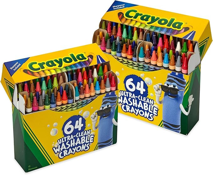 Crayola Washable Crayons for Kids - 64ct (2 Boxes), Bulk Crayons for Toddlers, Kids Arts & Crafts... | Amazon (US)