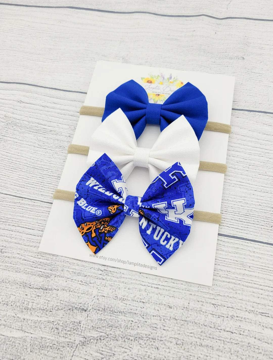 University of Kentucky Fabric Hair Bows Set of 3 Baby Bows Kentucky Wildcats Wildcats Baby Gift B... | Etsy (US)
