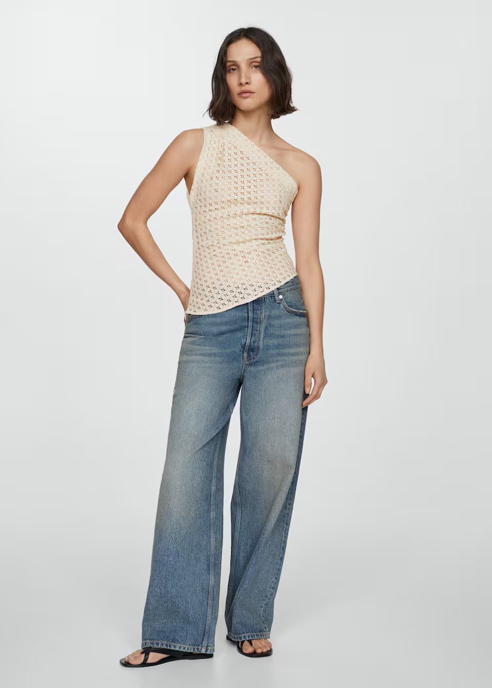 Asymmetrical openwork top -  Women | Mango USA | MANGO (US)