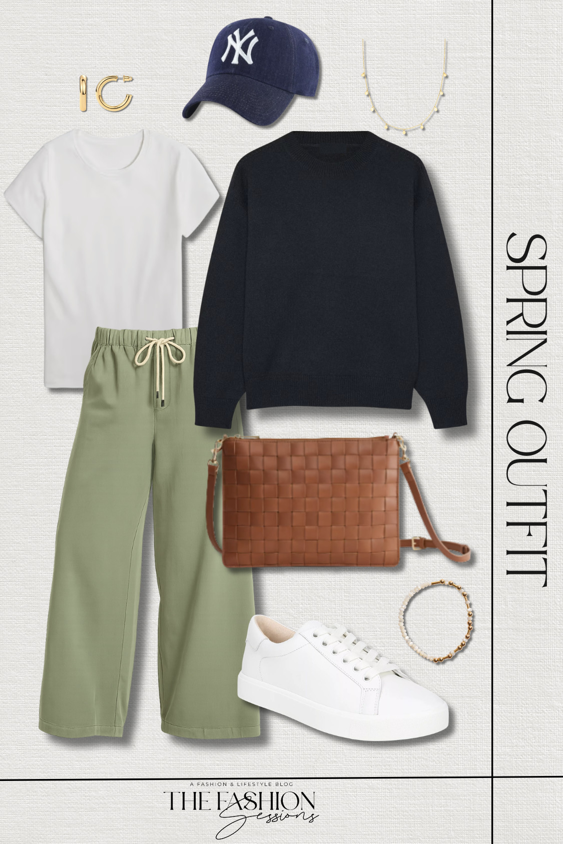 Early spring outfit inspo - perfect for transitioning weather!
quince mongolian cashmere crewneck sweater | universal thread high-rise regular fit ankle pull-on pants | universal thread slim fit ribbed t-shirt | sam edelman ethyl leather sneakers | quince italian leather handwoven convertible crossbody | new york yankees baseball cap | gold mini disc station necklace | gold hoops | morse code bracelet | winter outfit | spring outfit | weekend outfit | casual outfit 

 #LTKootd #LTKOver40