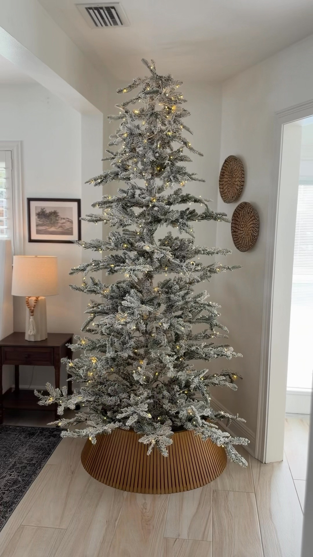 She’s a snowy Goddess! ❄️ 🎄Love this 9 ft. King Noble Flock Christmas tree by @kingofchristmas