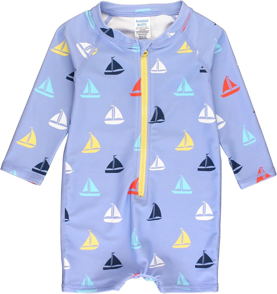 RUGGEDBUTTS Baby/Toddler Boy Swimsuit, One Piece Zipper Rash Guard Sunsuit with UPF 50+ Sun Prote... | Amazon (US)