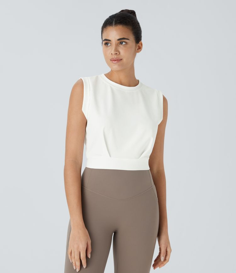 Women’s Patitoff™ Flow Pet Hair Resistant Crew Neck Sleeveless Cropped Yoga Tank Top - Halara | HALARA