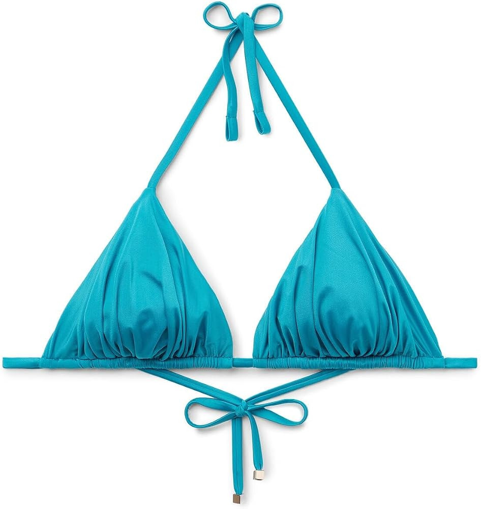CALZEDONIA Woman's Removable Padding Triangle Swimsuit Top Shiny Satin | Amazon (US)