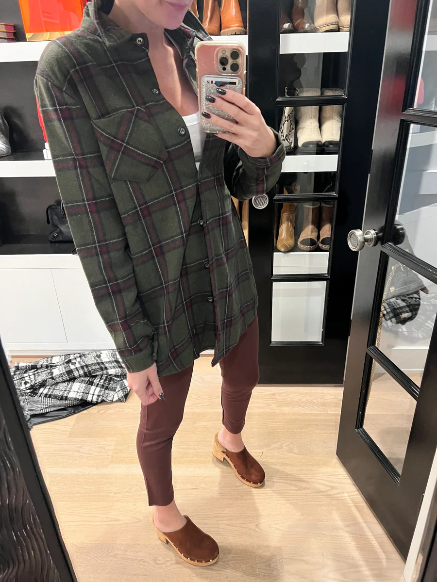 Green Plaid Flannel Top | Teggy French