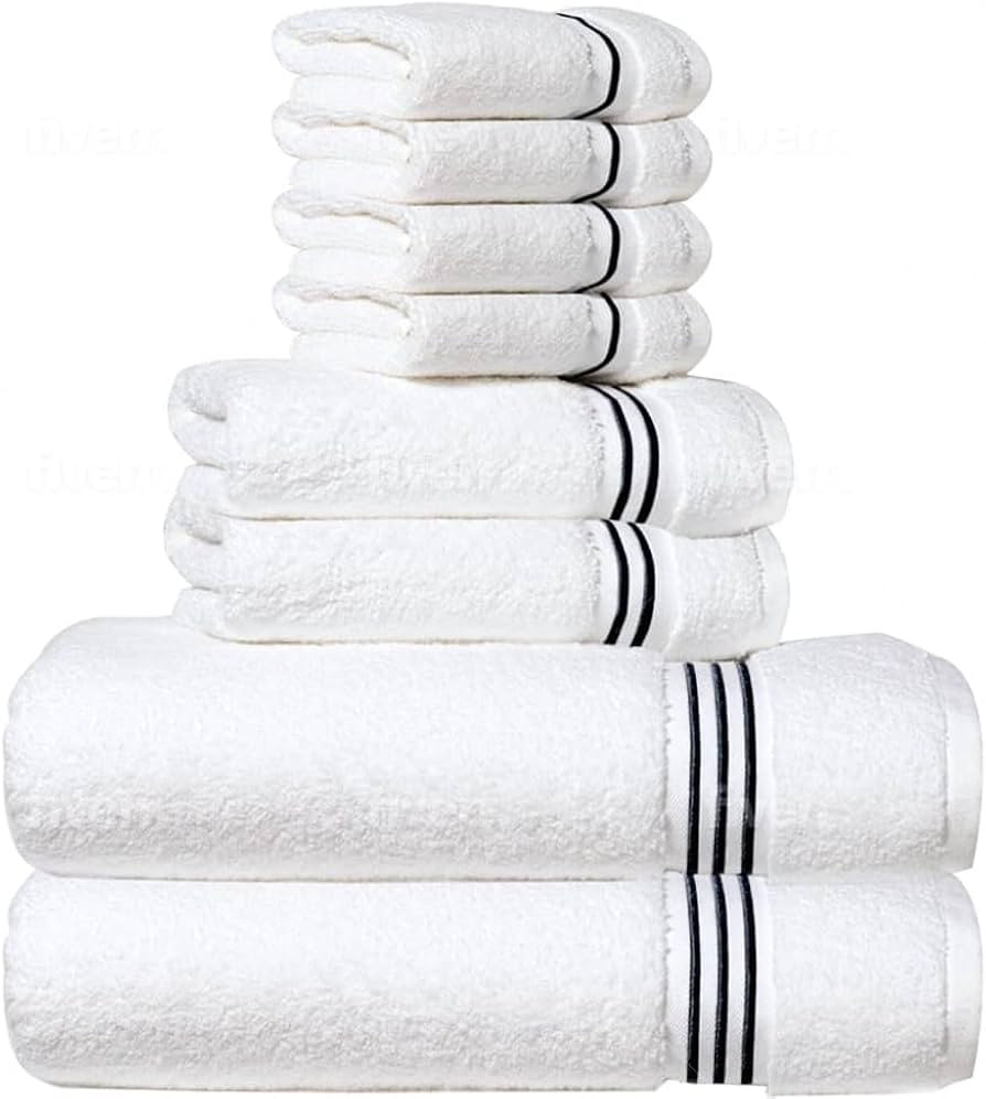 Simpli-Magic 8-Piece Premium Towel Set, 2 Bath Towels, 2 Hand Towels, and 4 Wash Cloths, 100% Rin... | Amazon (US)