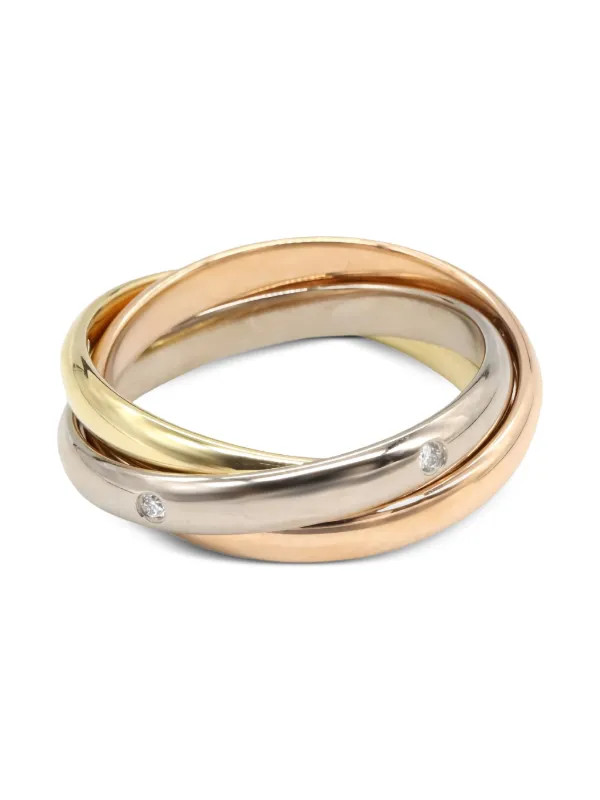 18K yellow, rose and white gold Trinity diamond ring | Farfetch Global