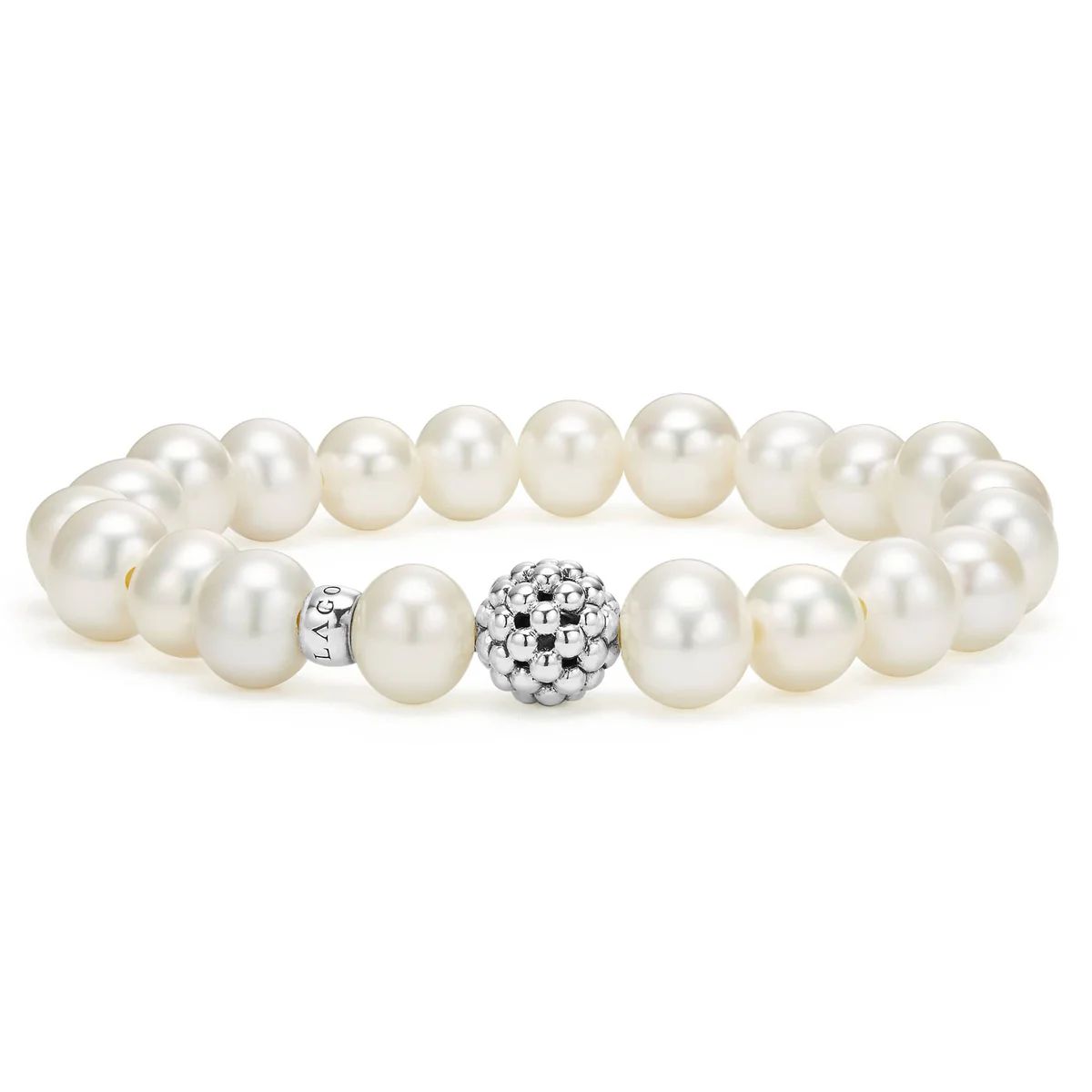 Maya Pearl Silver Station Bead Bracelet | LAGOS