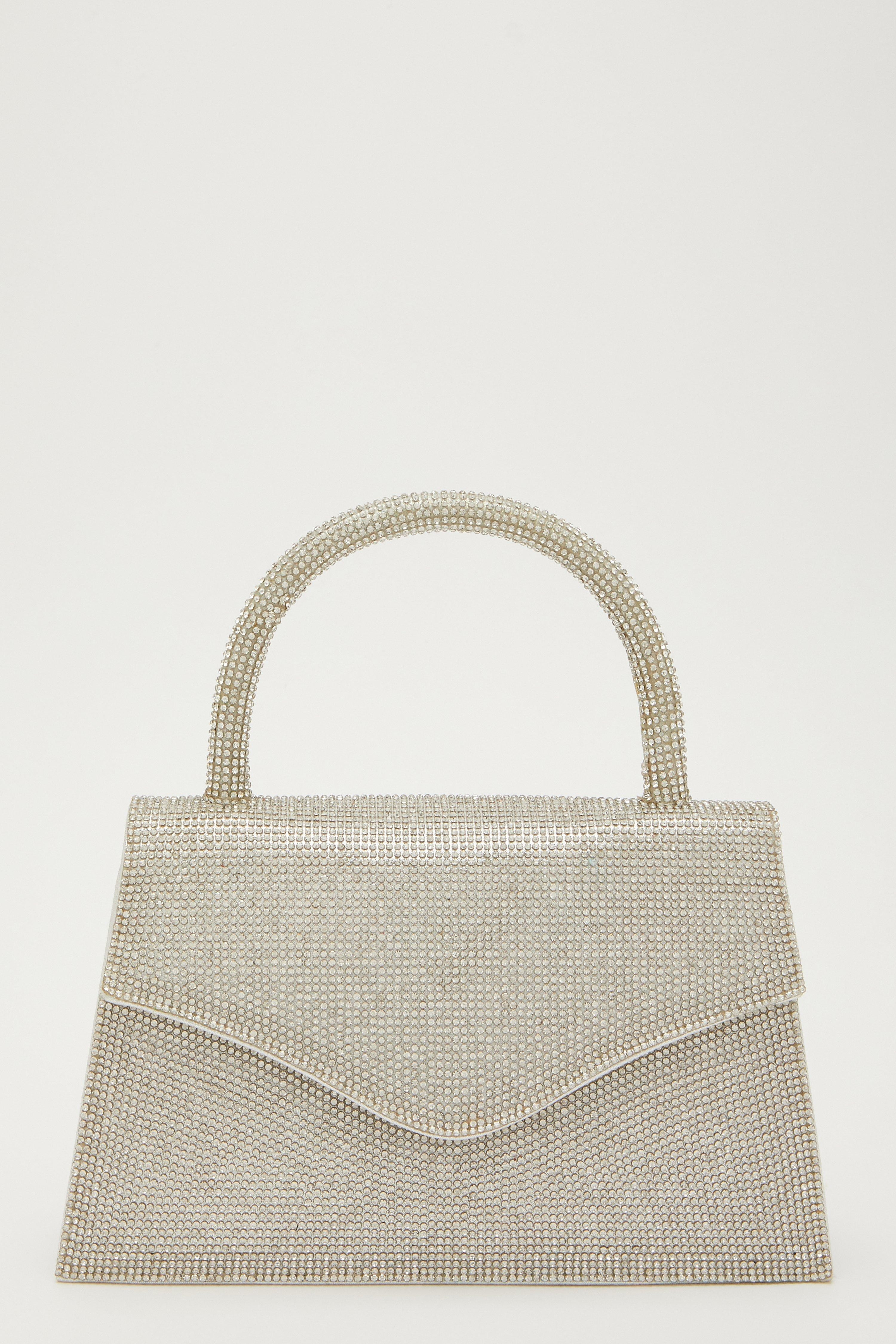 Silver Diamante Mini Bag | Quiz Clothing (UK)