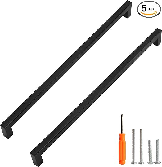 Redunest Cabinet Pulls Matte Black Cabinet Handles Square Drawer Pulls, 5 Pack 15 Inch Stainless ... | Amazon (US)