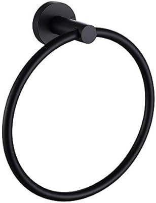 APLusee Matte Black Towel Ring, Stainless Steel Swivel Hand Towel Holder, Modern Round Bathroom H... | Amazon (US)