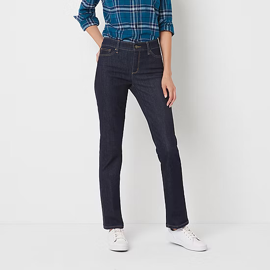 St. John's Bay Womens Mid Rise Secretly Slender Straight Leg Jean | JCPenney
