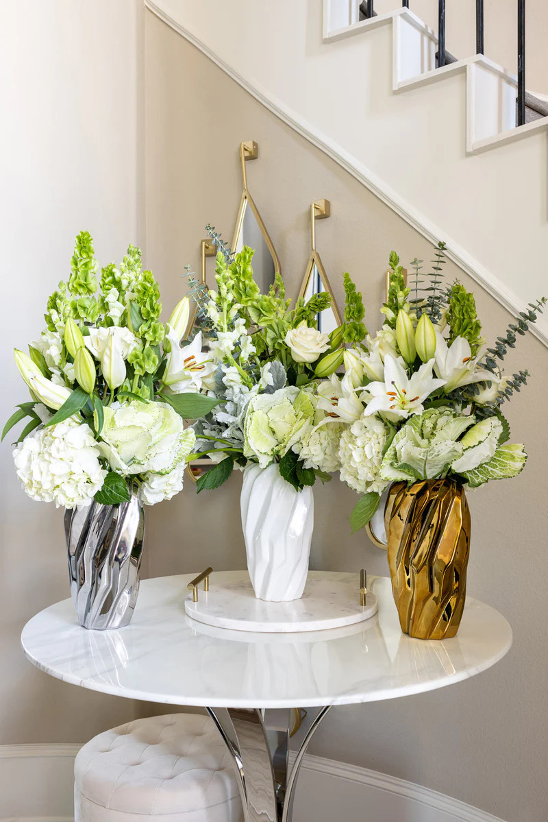 Gold Wavy Design Vase (2 Sizes) " From Pops Of Color Home Collection" | Inspire Me! Home Decor