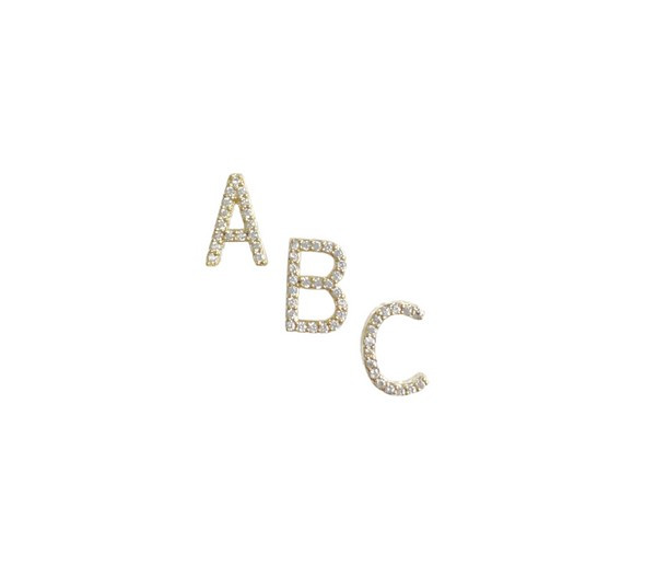 block embellished alphabet single stud | Nicola Bathie Jewelry