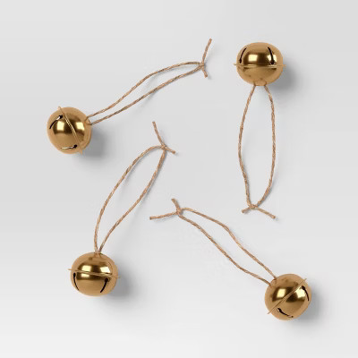 4ct Christmas Jingle Bell Christmas Ornament Set Matte Gold - Wondershop™ | Target