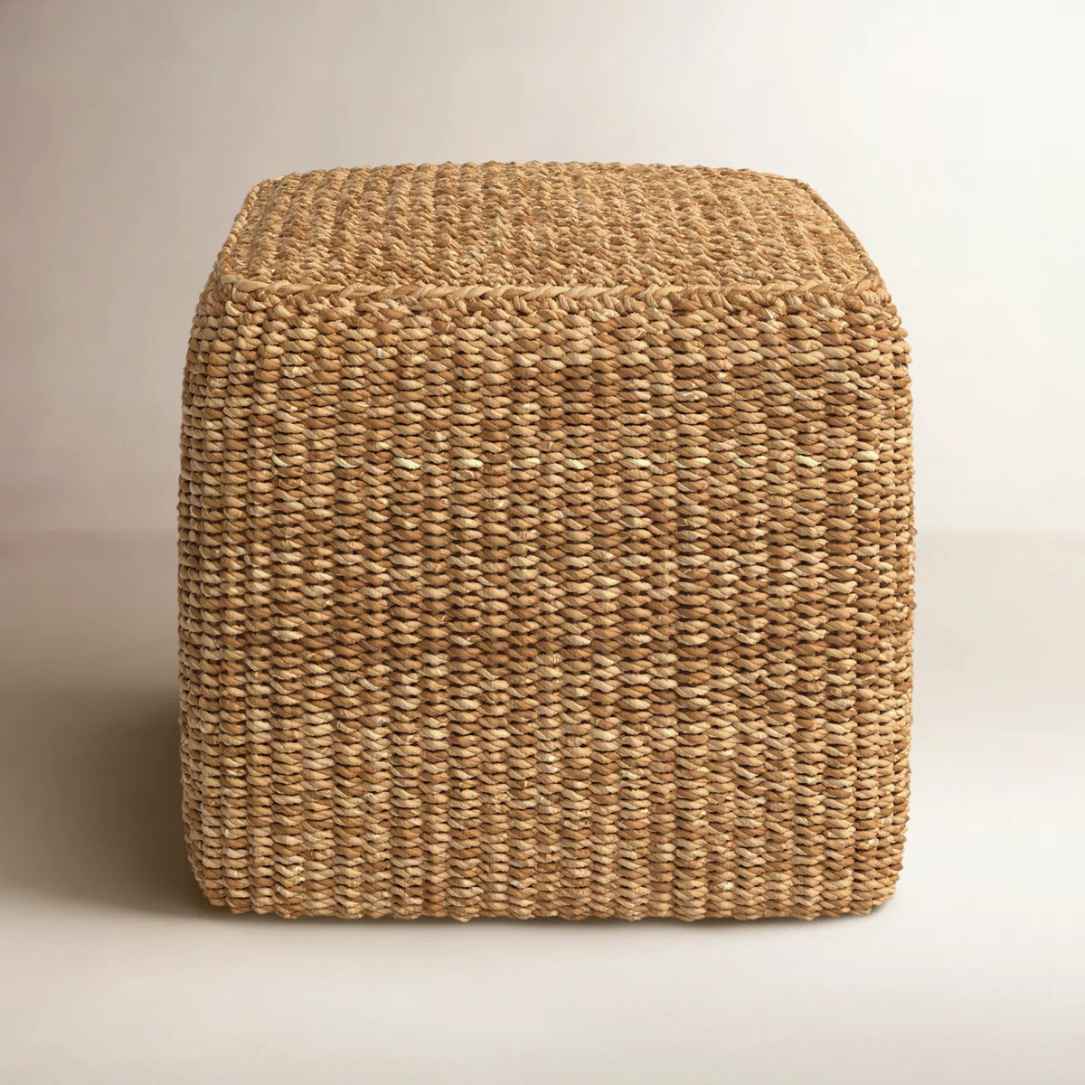 Charton Natural Seagrass Double-Walled Square Pouf Ottoman | Wayfair North America