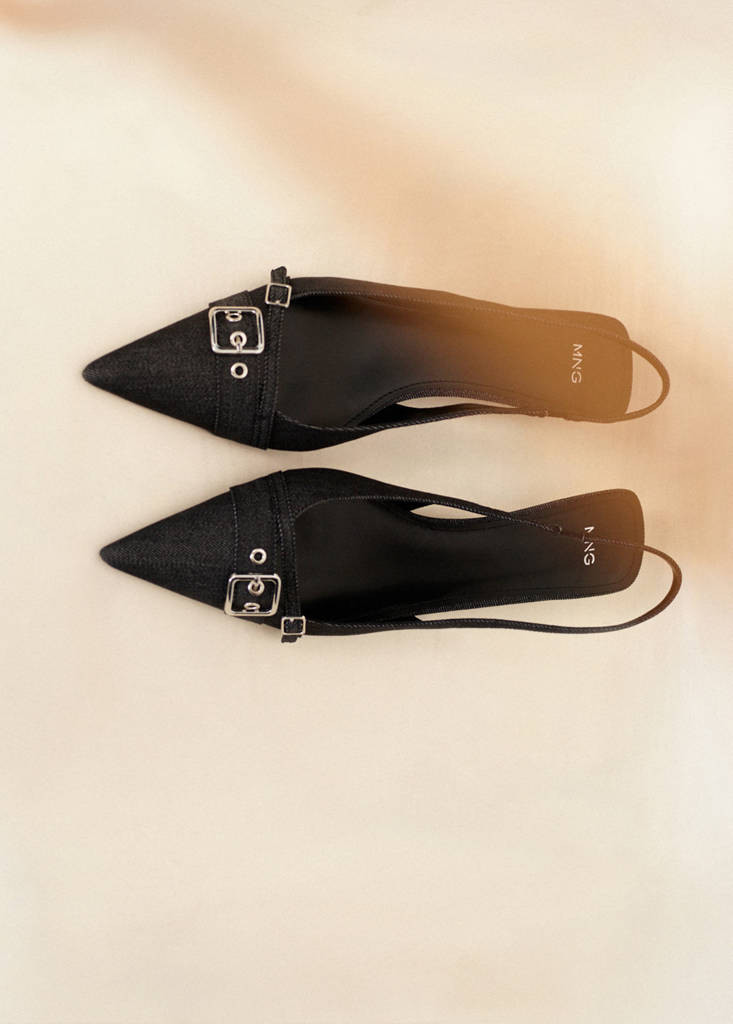 Slingback denim shoes with buckle navy - Woman - 7½ - MANGO | Mango (US/MX/AU)
