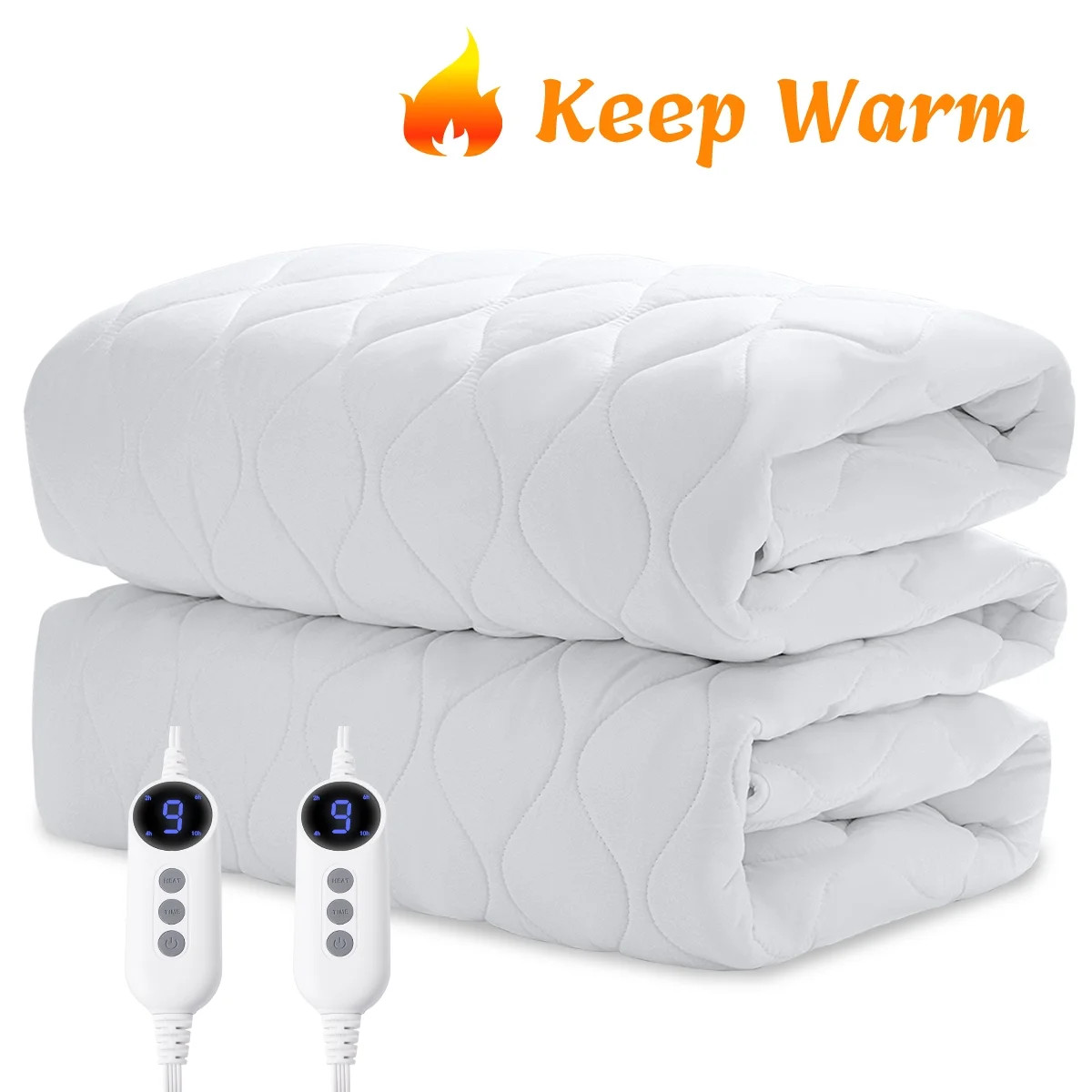 JUSTLET King Size Heated Mattress Pad, Electric Bed Warmer with 9 Heat Setting Dual Controller & ... | Walmart (US)