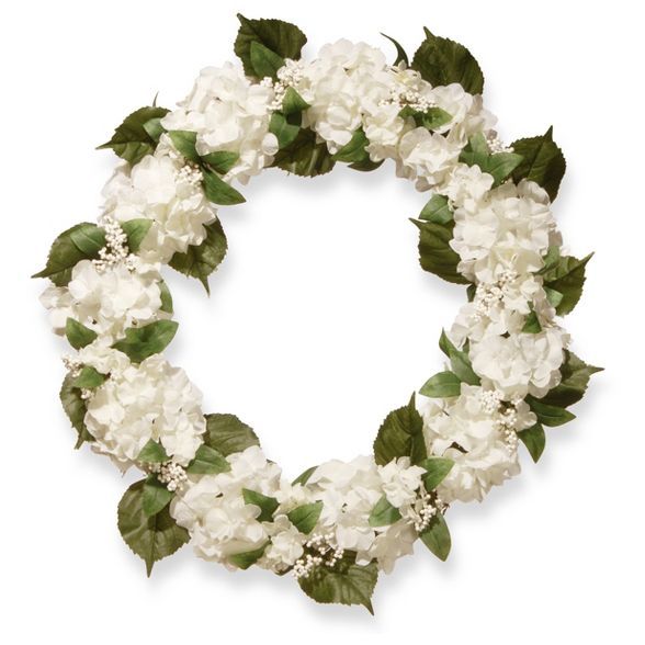 Artificial Hydrangea Wreath White 32" - National Tree Company | Target