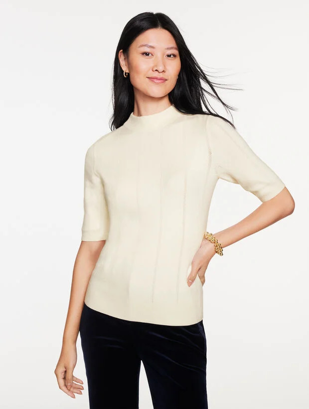 Elbow Sleeve Mockneck Sweater | Talbots