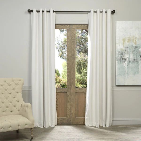 Exclusive Fabrics Off White Grommet Velvet Blackout Curtain Panel | Bed Bath & Beyond