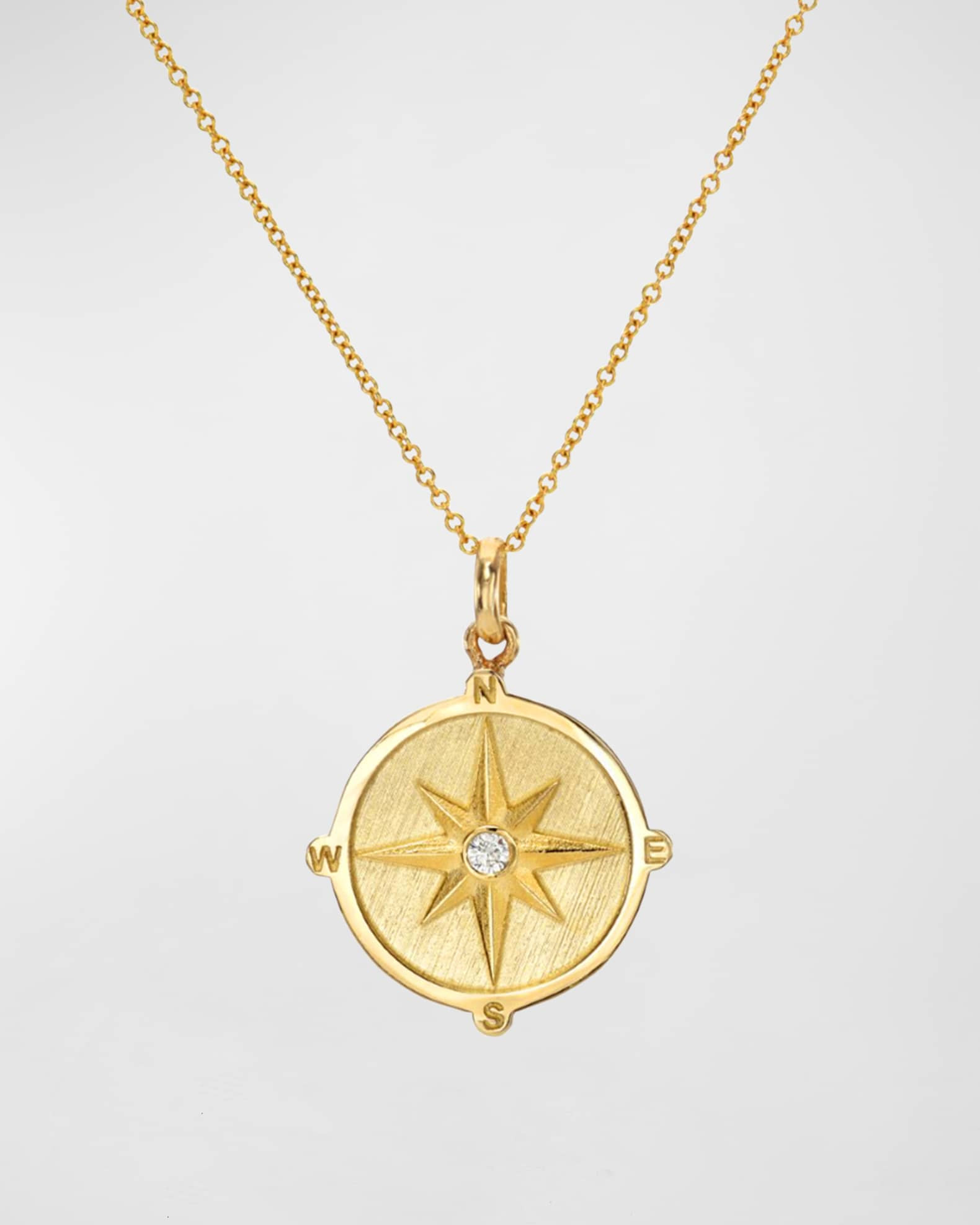 14K Gold Diamond Compass Medallion Necklace | Neiman Marcus