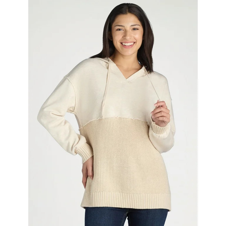 Time And Tru Women's Mixed Media Hoodie, Sizes S-XXXL | Walmart (US)