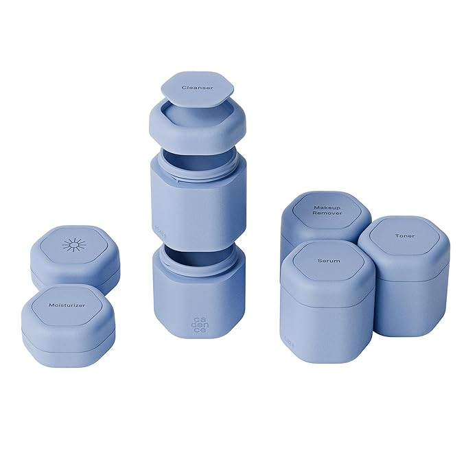 Cadence Travel Containers - Full Skincare Set - Magnetic Containers with Lids,Carry On Travel Ess... | Amazon (US)