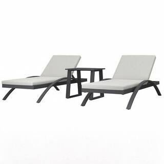 3-Piece Gray Aluminum Outdoor Patio Conversation Lounge Set with Gray Cushions, Weather and Rust ... | The Home Depot