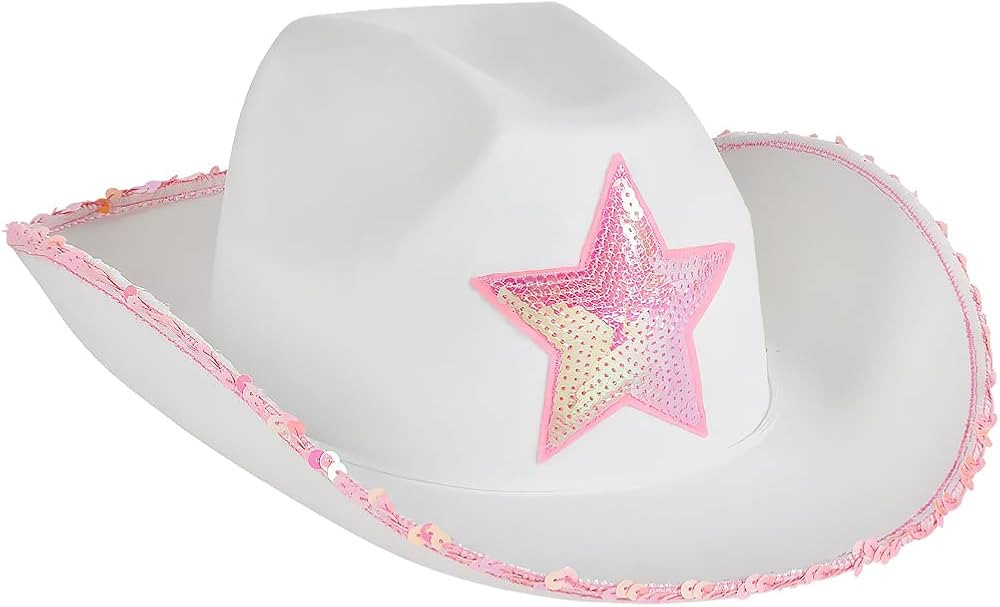 Rhode Island Novelty White Felt Cowgirl Hat with Pink Star, One per Order | Amazon (US)