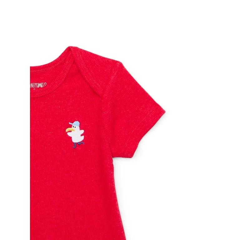 Garanimals Baby Boy Short Sleeve Ribed Bodysuit with Embroidery, Sizes 0-24 Months | Walmart (US)