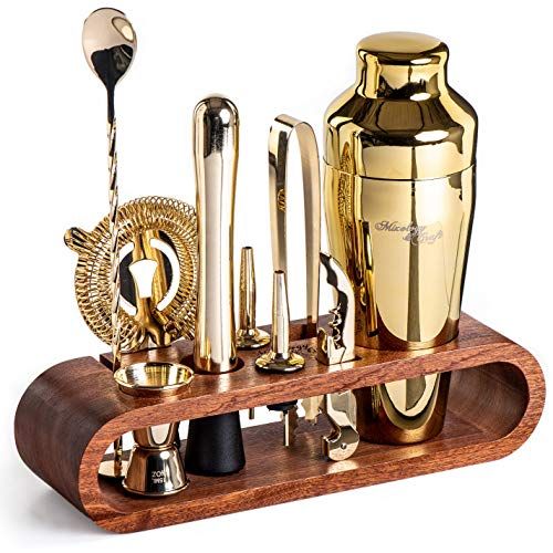 Mixology Bartender Kit: 10-Piece Bar Set Cocktail Shaker Set with Stylish Mahogany Stand | Perfect H | Amazon (US)