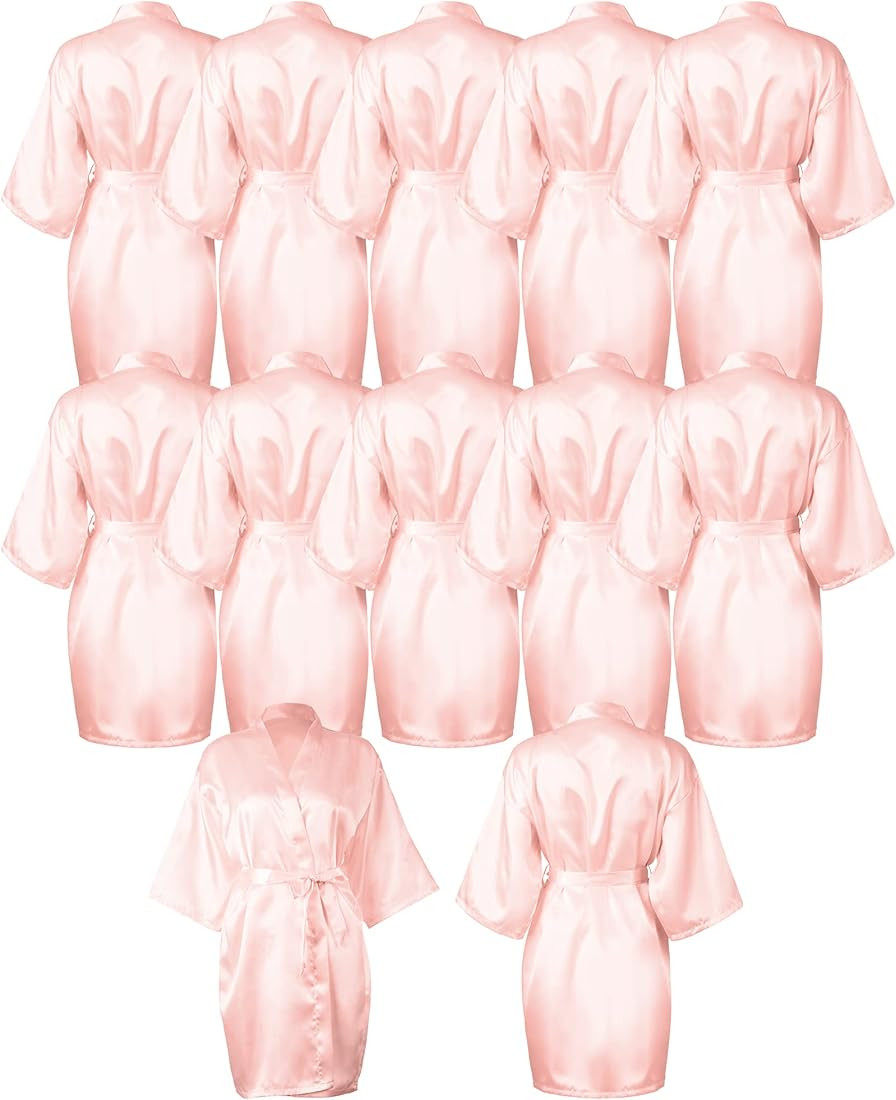 12 Pcs Kimono Robes for Women Silky Bride Bridesmaids Robe Lightweight Short Satin Robe for Weddi... | Amazon (US)