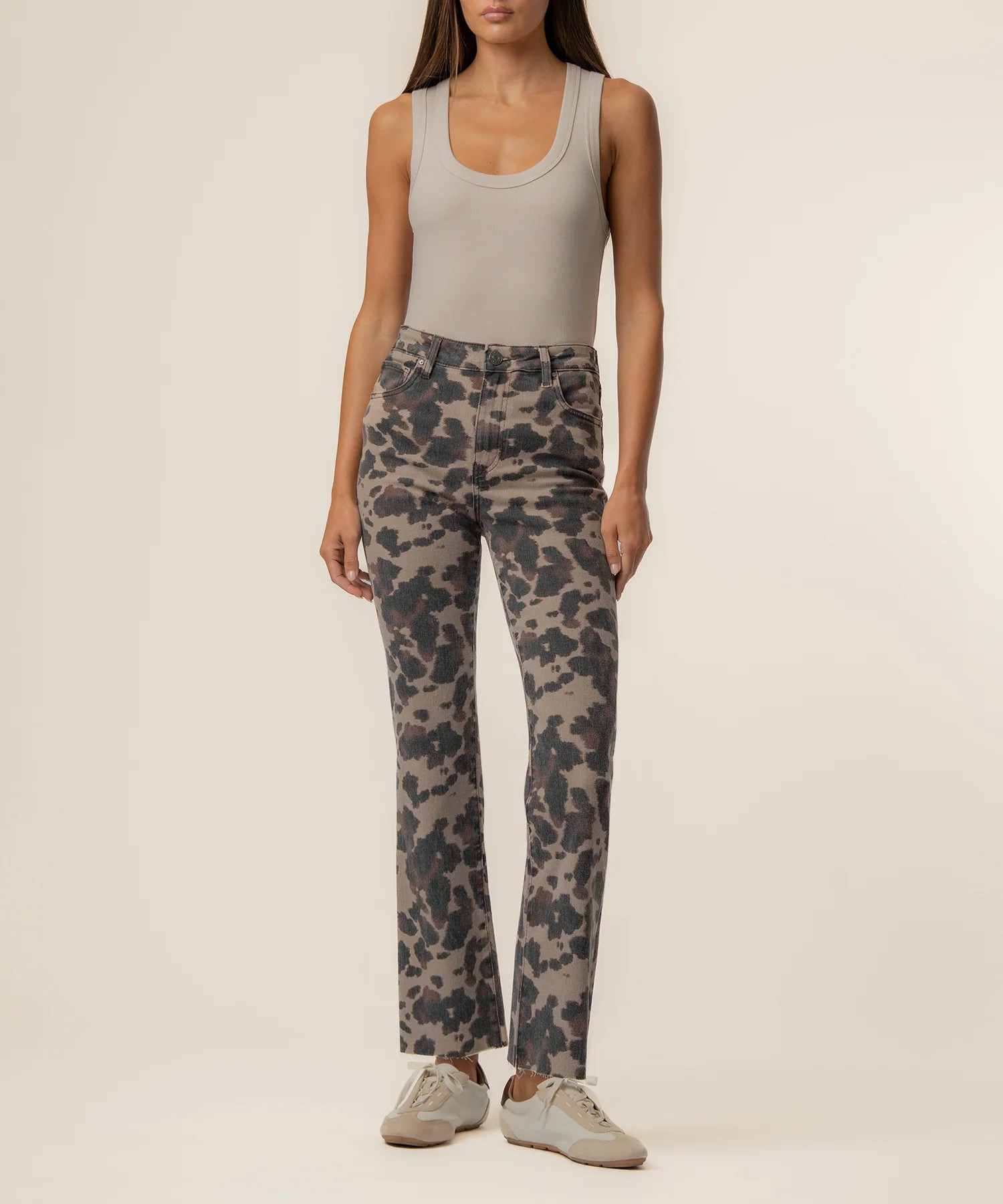 Kelsey High Rise Ankle Flare in Taupe | Kut From Kloth