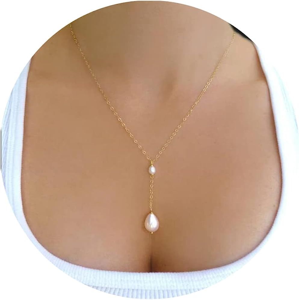 Pearl Necklaces for Women,14K Real Gold Plated Dainty Cute Pearl Necklace for Women and Teen Girl... | Amazon (US)
